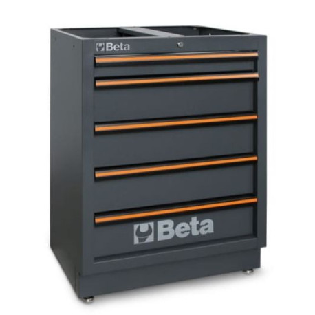 Verktygsskåp med 5 lådor, fast modul, Beta Tools