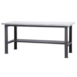 Arbetsbänk, enkel, rostfritt stål MDF, 2,1 m, 1000 kg, Beta
