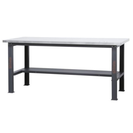Arbetsbänk, enkel, rostfritt stål MDF, 2,1 m, 1000 kg, Beta