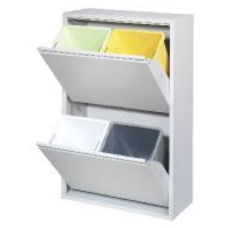 Källsorteringsskåp plåt 4x14 L ljusgrå