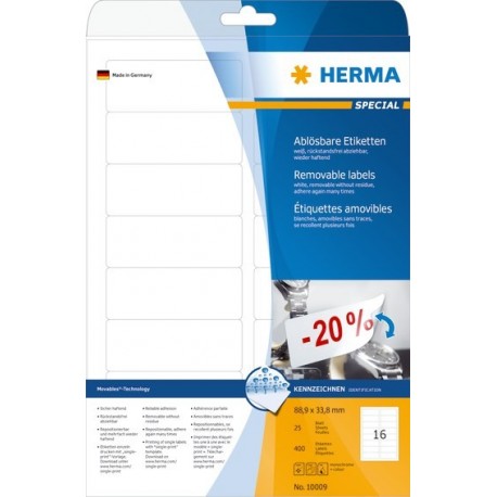 Herma etikett avtagbar 88,9x33x8 (400)