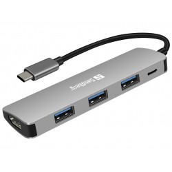 USB-C HDMI+3xUSB+PD 100W, aluminium