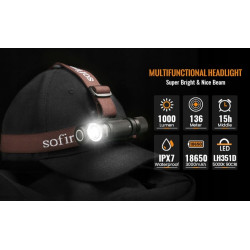 LED-pannlampa, ficklampa 2-i-1, mycket stark 1200 lumen