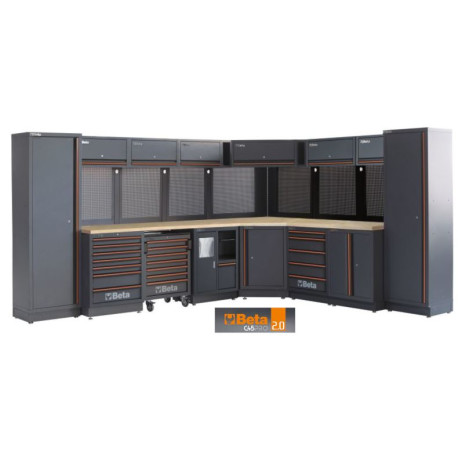 Verkstadsinredning med hörnmodul, träarbetsbänk, Beta Tools