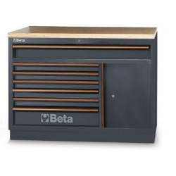 Fast modul med 7 lådor, träarbetsbänk, Beta Tools