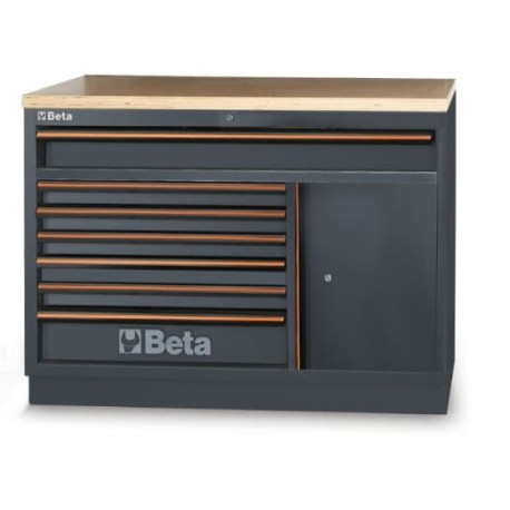 Fast modul med 7 lådor, träarbetsbänk, Beta Tools